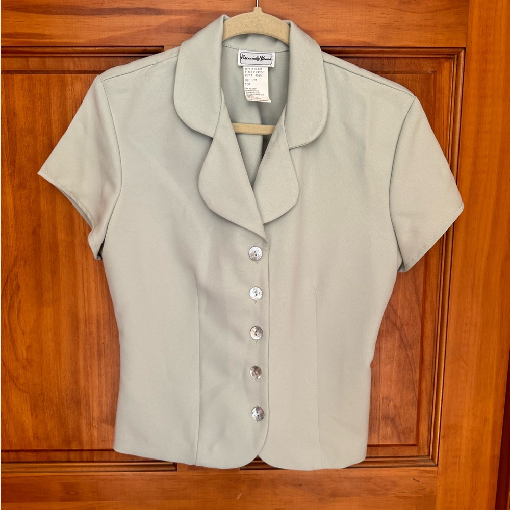 Vintage Women's Especially Yours Top, Size 7/8, Sage Green